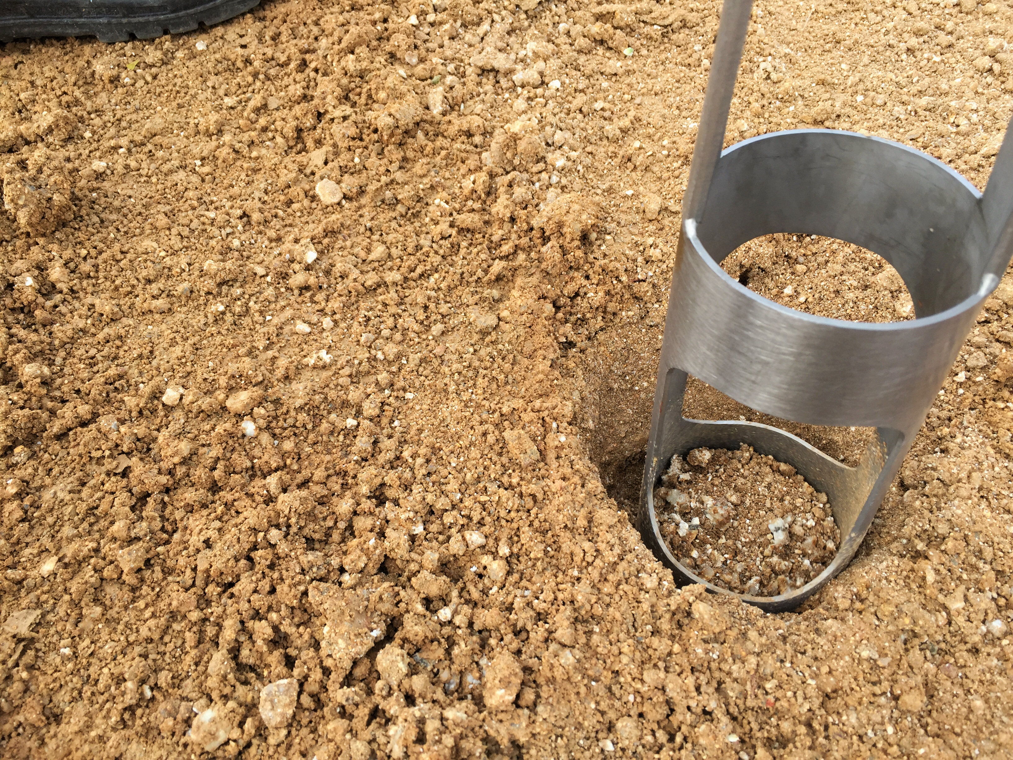 Collecting of soil samples for testing