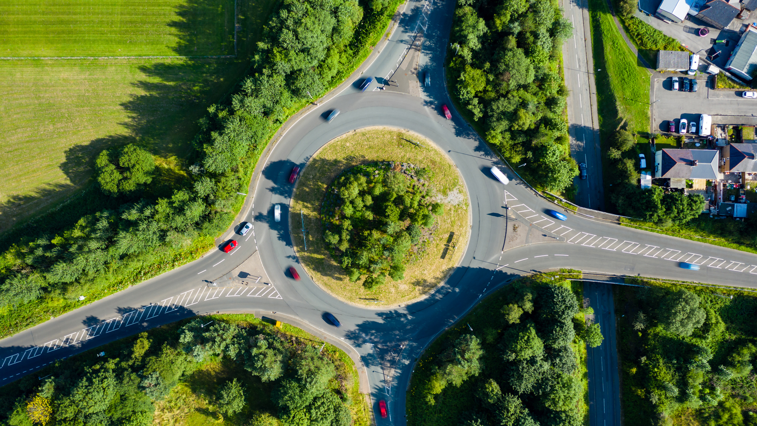 Aerial view of a roundabout