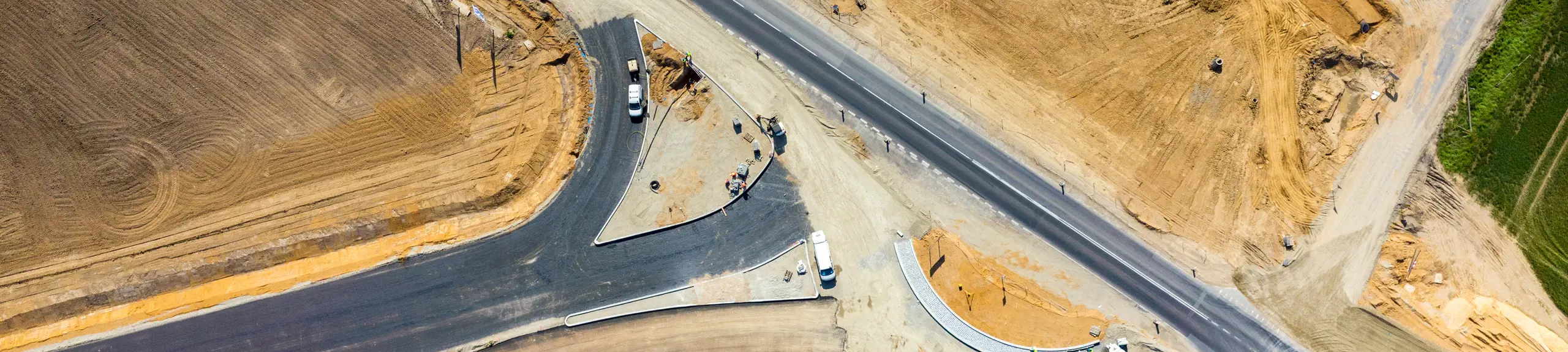 Aerial view of a new road layout Aerial view of a new road layout