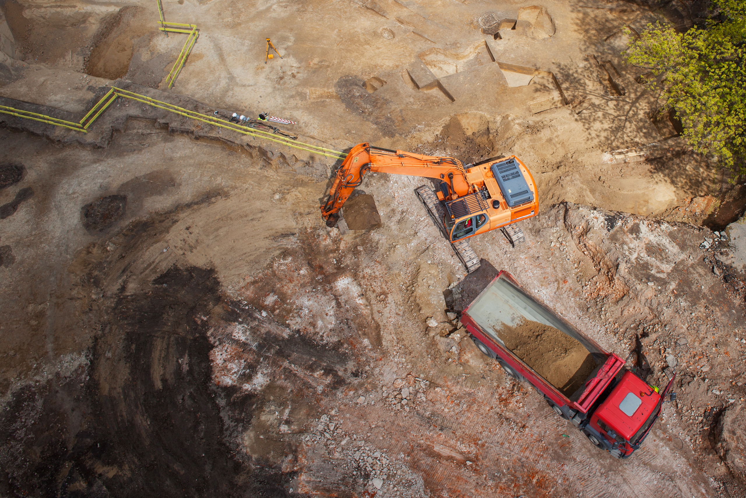 Aerial view of a site being cleared